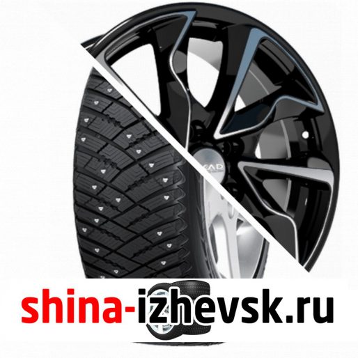 Колесо в сборе Goodyear Ultra Grip Ice Arctic SUV 225/65 R17 T 102 + СКАД Marseille 7xR17 5×114.3 ET45 DIA66.1 Черный глянцевый с полированной лицевой поверхностью в Ижевске